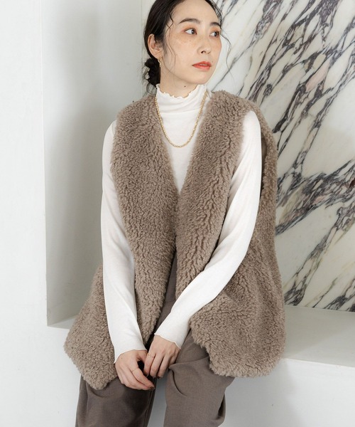 studio CLIP（スタディオクリップ）の「Vネックボアベスト（ベスト・レディース・モカ/スモーク・FREE）」の12枚目の写真