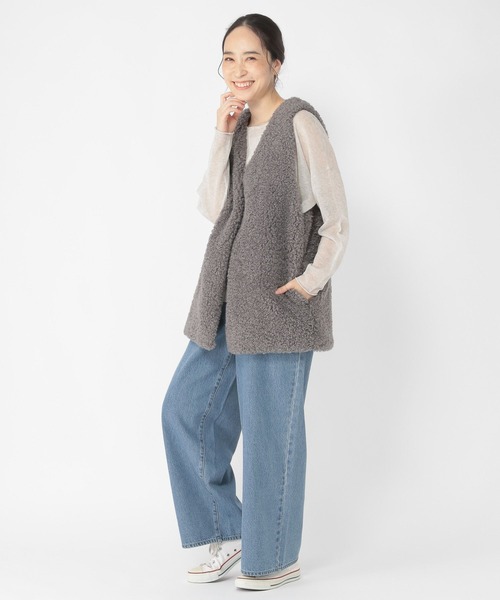 studio CLIP（スタディオクリップ）の「Vネックボアベスト（ベスト・レディース・モカ/スモーク・FREE）」の15枚目の写真
