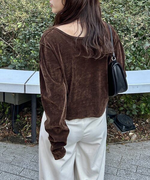 Kastane（カスタネ）の「チュールベロア2WAYカーディガン（カーディガン/ボレロ・レディース・アイボリー/ブラック/サックスブルー/ブラウン/ピンク/イエロー・FREE）」の19枚目の写真