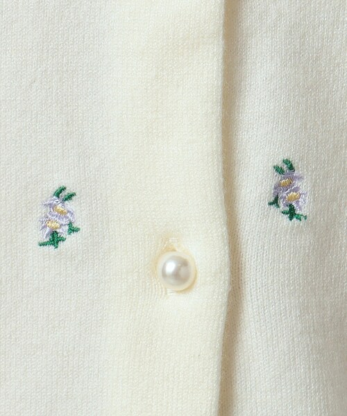 セール】【手洗い可】花刺繍ニットカーディガン（カーディガン