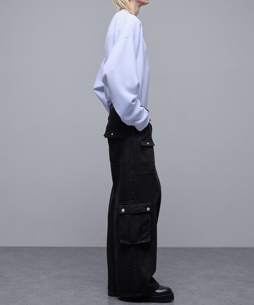 Loose/ルース(ルース)の「12oz ワイドデニムカーゴパンツ(デニムパンツ・メンズ・ダークブルー/グレー/ブラック・L/M/S/XS)」の9枚目の写真