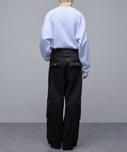 Loose/ルース(ルース)の「12oz ワイドデニムカーゴパンツ(デニムパンツ・メンズ・ダークブルー/グレー/ブラック・L/M/S/XS)」の10枚目の写真