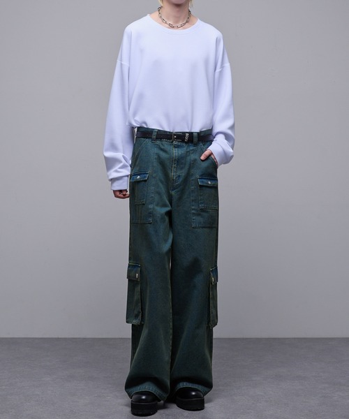 Loose/ルース(ルース)の「12oz ワイドデニムカーゴパンツ(デニムパンツ・メンズ・ダークブルー/グレー/ブラック・L/M/S/XS)」の16枚目の写真
