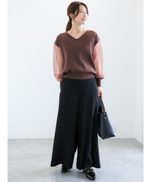 Te chichi(テチチ)の「ベルトワイドフレアパンツ(その他パンツ・レディース・ブラック/ダークブラウン・M/S)」の8枚目の写真