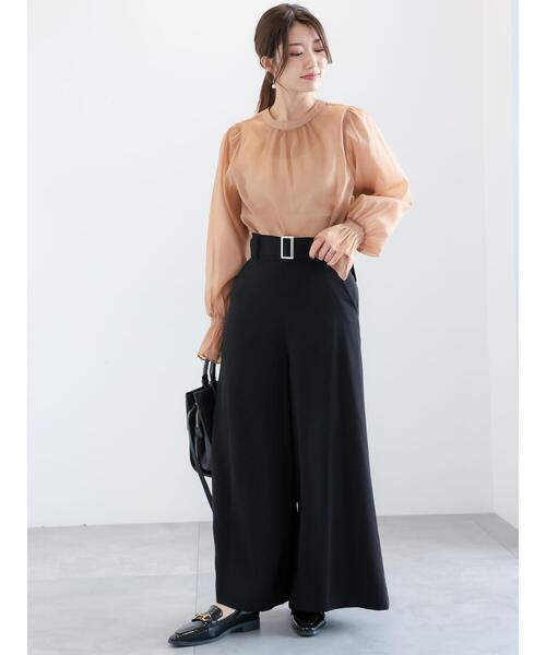 Te chichi(テチチ)の「ベルトワイドフレアパンツ(その他パンツ・レディース・ブラック/ダークブラウン・M/S)」の7枚目の写真
