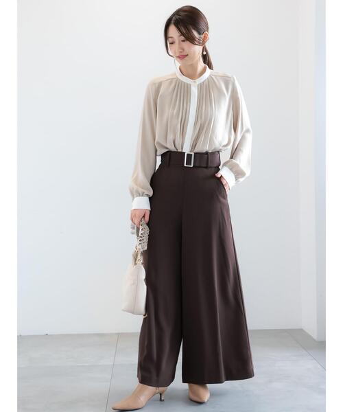 Te chichi(テチチ)の「ベルトワイドフレアパンツ(その他パンツ・レディース・ブラック/ダークブラウン・M/S)」の4枚目の写真