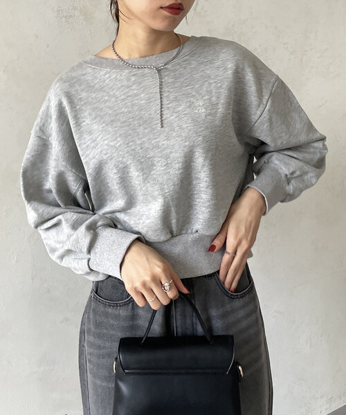 Thevon(ゼボン)の「裾ジップラメ刺繍2WAY裏毛プルオーバー(Tシャツ/カットソー・レディース・グレー/ライトグレー/ブラウン・FREE)」の4枚目の写真