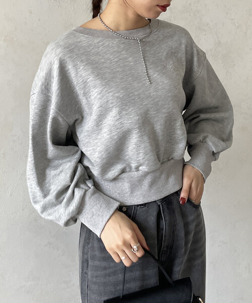 Thevon(ゼボン)の「裾ジップラメ刺繍2WAY裏毛プルオーバー(Tシャツ/カットソー・レディース・グレー/ライトグレー/ブラウン・FREE)」の6枚目の写真