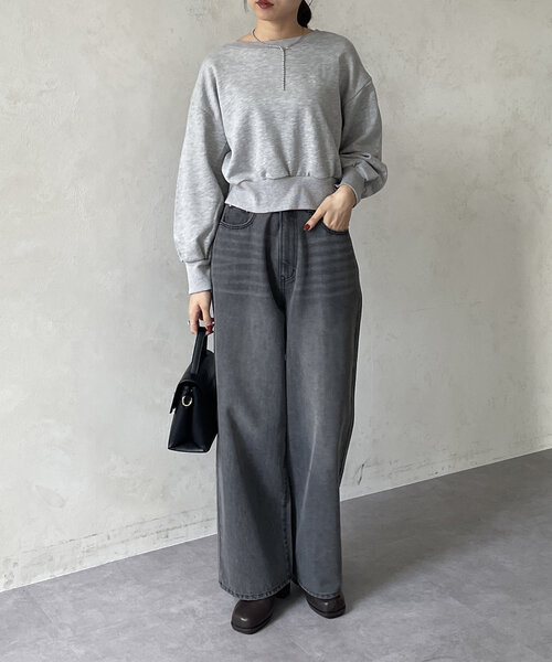 Thevon(ゼボン)の「裾ジップラメ刺繍2WAY裏毛プルオーバー(Tシャツ/カットソー・レディース・グレー/ライトグレー/ブラウン・FREE)」の9枚目の写真