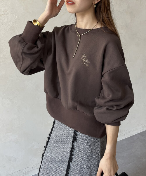 Thevon(ゼボン)の「裾ジップラメ刺繍2WAY裏毛プルオーバー(Tシャツ/カットソー・レディース・グレー/ライトグレー/ブラウン・FREE)」の21枚目の写真