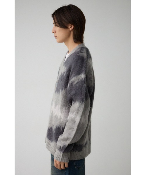 AZUL by moussy(アズールバイマウジー)の「総柄モヘアライクカーディガン(カーディガン/ボレロ・メンズ・ブラック系その他/グレー系その他/ブラウン系その他/レッド系その他/ブルー系その他3・FREE)」の10枚目の写真