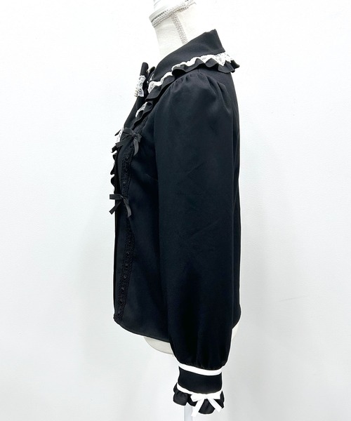DearMyLoveWhip（ディアマイラブホイップ）の「【大きいサイズ】はしごレースリボンブラウス（シャツ/ブラウス・レディース・チェリーピンク/ホワイト×ブラック/ベビーピンク/ブルーグレー/ブラック・4L/5L/6L）」の7枚目の写真