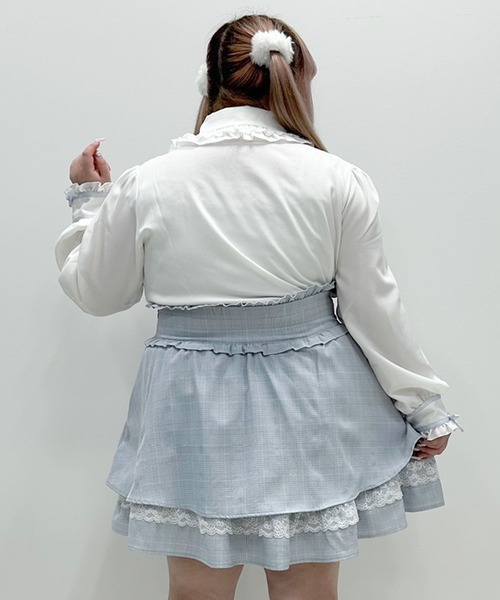 DearMyLoveWhip（ディアマイラブホイップ）の「【大きいサイズ】はしごレースリボンブラウス（シャツ/ブラウス・レディース・チェリーピンク/ホワイト×ブラック/ベビーピンク/ブルーグレー/ブラック・4L/5L/6L）」の17枚目の写真