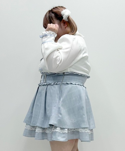 DearMyLoveWhip（ディアマイラブホイップ）の「【大きいサイズ】はしごレースリボンブラウス（シャツ/ブラウス・レディース・チェリーピンク/ホワイト×ブラック/ベビーピンク/ブルーグレー/ブラック・4L/5L/6L）」の18枚目の写真