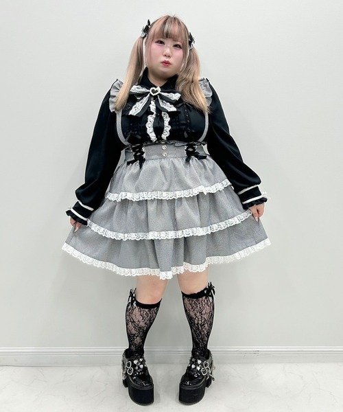 DearMyLoveWhip（ディアマイラブホイップ）の「【大きいサイズ】はしごレースリボンブラウス（シャツ/ブラウス・レディース・チェリーピンク/ホワイト×ブラック/ベビーピンク/ブルーグレー/ブラック・4L/5L/6L）」の19枚目の写真