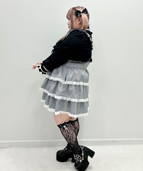 DearMyLoveWhip（ディアマイラブホイップ）の「【大きいサイズ】はしごレースリボンブラウス（シャツ/ブラウス・レディース・チェリーピンク/ホワイト×ブラック/ベビーピンク/ブルーグレー/ブラック・4L/5L/6L）」の21枚目の写真