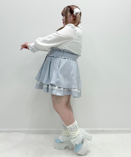 DearMyLoveWhip（ディアマイラブホイップ）の「【大きいサイズ】はしごレースリボンブラウス（シャツ/ブラウス・レディース・チェリーピンク/ホワイト×ブラック/ベビーピンク/ブルーグレー/ブラック・4L/5L/6L）」の16枚目の写真