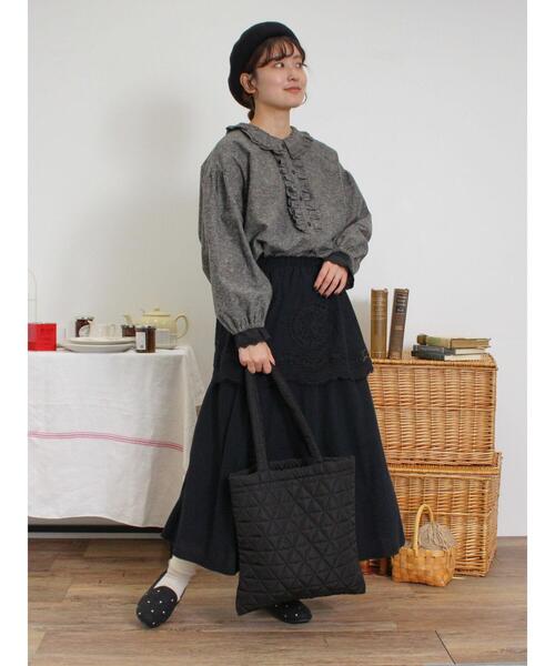 Samansa Mos2（サマンサ モスモス）の「キルティングトートバッグ（ハンドバッグ・レディース・ブラック/ベージュ・F）」の10枚目の写真