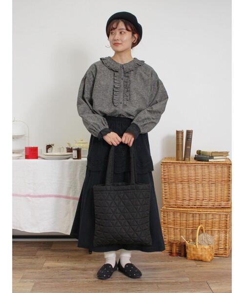 Samansa Mos2（サマンサ モスモス）の「キルティングトートバッグ（ハンドバッグ・レディース・ブラック/ベージュ・F）」の11枚目の写真