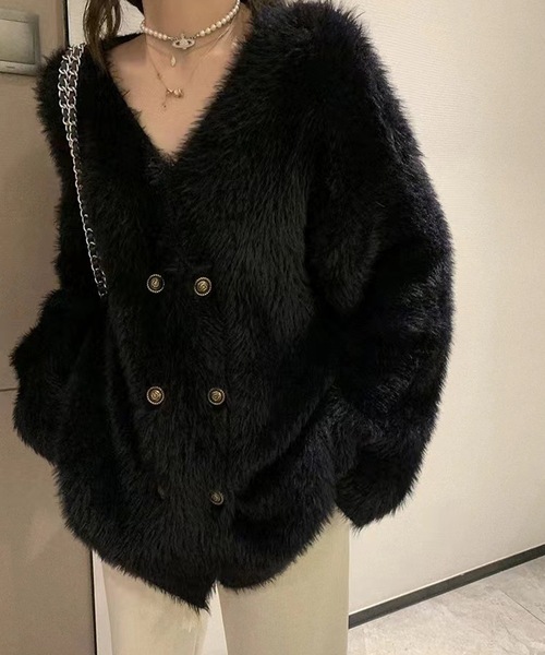 【セール】フェザーダブルボタンニットカーディガン（カーディガン/ボレロ）｜Nyu（ニュウ）