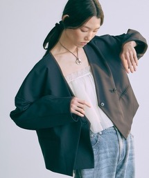 EN NEUME（エンノイム）の「【Set Up】Layered Collarless Jacket（ノーカラージャケット）」