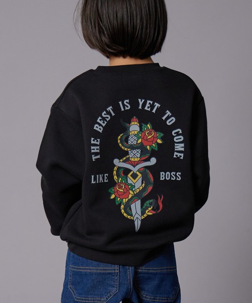 PAIRMANON STREET（ペアマノンストリート）の「【PAIRMANON STREET】裏起毛 マルチ グラフィック プリント トレーナー（スウェット・キッズ・ベージュ系その他/グレー系その他2/グレー系その他4/ブラック系その他3/ブラック系その他2/ブルー系その他2/ブルー系その他3/テラコッタ/ブラック系その他4/グレー系その他3/イエロー/ブルー系その他/グレー系その他/イエロー系その他/ブラック系その他・150/90/140/100/110/120/130/160）」の2枚目の写真