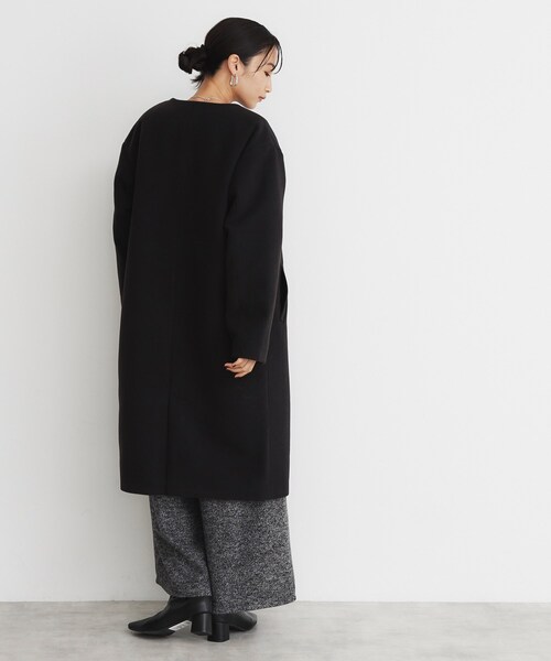 THE SHOP TK （ザ ショップ ティーケー ）の「◆ダブルクロスノーカラーロングコート（ノーカラーコート・レディース・ライトベージュ/ブラック・12/13）」の5枚目の写真