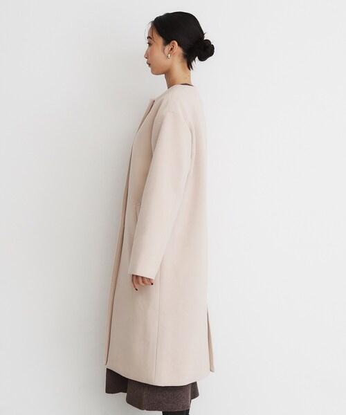 THE SHOP TK （ザ ショップ ティーケー ）の「◆ダブルクロスノーカラーロングコート（ノーカラーコート・レディース・ライトベージュ/ブラック・12/13）」の16枚目の写真