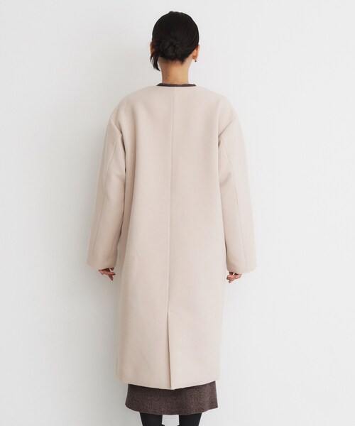 THE SHOP TK （ザ ショップ ティーケー ）の「◆ダブルクロスノーカラーロングコート（ノーカラーコート・レディース・ライトベージュ/ブラック・12/13）」の17枚目の写真