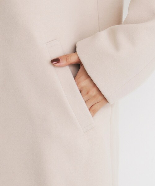 THE SHOP TK （ザ ショップ ティーケー ）の「◆ダブルクロスノーカラーロングコート（ノーカラーコート・レディース・ライトベージュ/ブラック・12/13）」の20枚目の写真