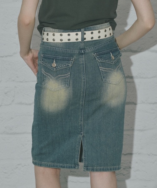 SHAGGIE（シャギー）の「【ストレッチ入り】ハイウエスト太ステッチデニムタイトスカート（デニムスカート・レディース・ブルー/ブラック・SMALL/MEDIUM）」の16枚目の写真