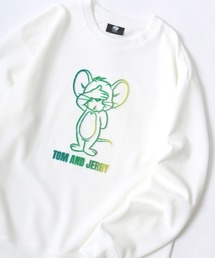 Tom and Jerry/トムとジェリー オーバーサイズ キャラクターワンポイント刺繍 サイドライン バックプリント スウェットトレーナー レディース メンズ