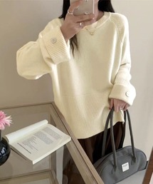 ニットトップス ワイドスリーブニット秋冬