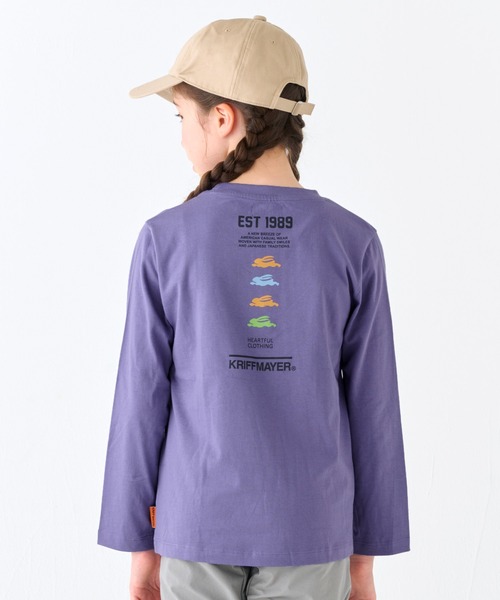 KRIFF MAYER Kid's Collection（クリフメイヤーキッズコレクション）の「【綿100％】楽LUCK-T（ロゴ）（Tシャツ/カットソー・キッズ・パープル/オフホワイト/イエロー/チャコール/ブルーグリーン/ネイビー・170/150/140/160/130/120）」の5枚目の写真