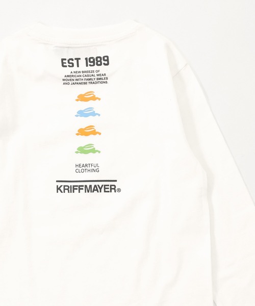 KRIFF MAYER Kid's Collection（クリフメイヤーキッズコレクション）の「【綿100％】楽LUCK-T（ロゴ）（Tシャツ/カットソー・キッズ・パープル/オフホワイト/イエロー/チャコール/ブルーグリーン/ネイビー・170/150/140/160/130/120）」の2枚目の写真