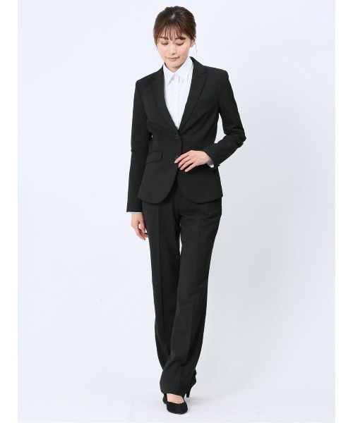 m.f.editorial（エムエフエディトリアル）の「【ストレッチ ウォッシャブル】m.f.エディトリアルレディース 黒無地 ストレートパンツ(セットアップ可能)（スーツパンツ・レディース・ブラック・S/MEDIUM/LARGE/X-LARGE）」の19枚目の写真