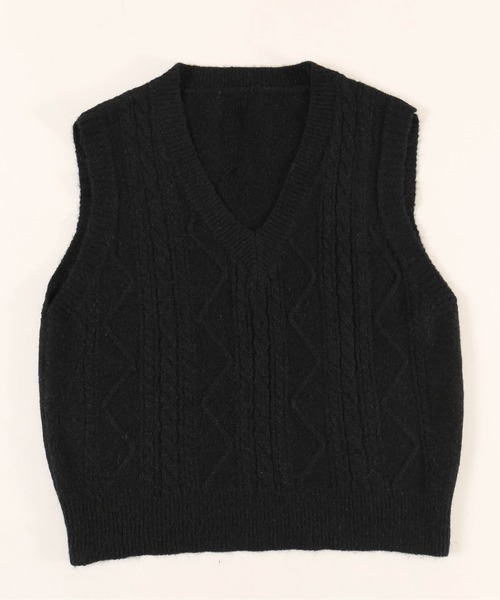 PHILLY(フィリー)の「【PHILLY】ケーブルニットベスト(ベスト・レディース・ブラック/アイボリー/ピンク・FREE)」の22枚目の写真