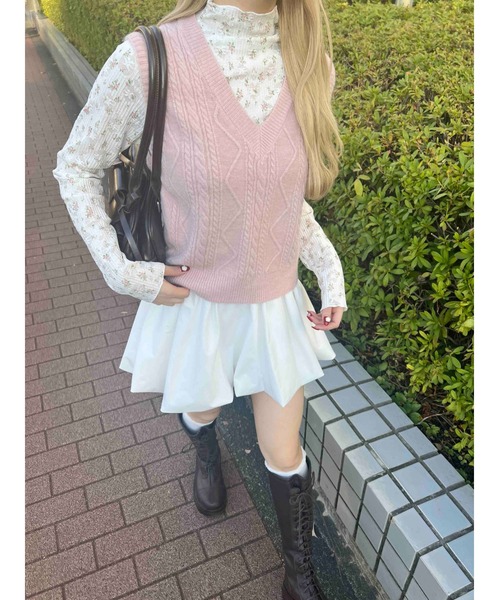 PHILLY(フィリー)の「【PHILLY】ケーブルニットベスト(ベスト・レディース・ブラック/アイボリー/ピンク・FREE)」の19枚目の写真