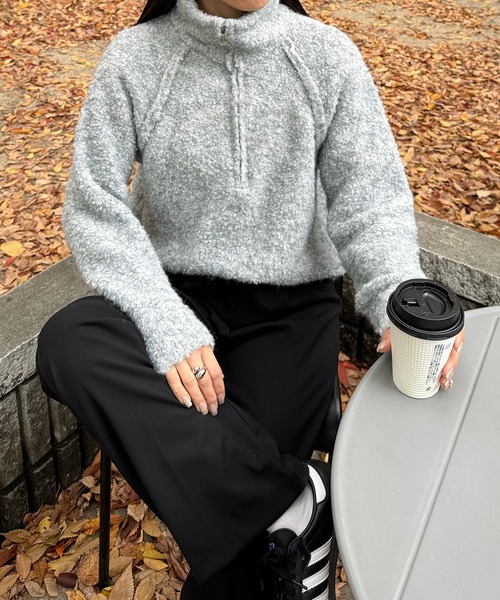 LE MORE(リモア)の「ブークレジッパーニット(ニット/セーター・レディース・ベージュ/グレー・FREE)」の19枚目の写真