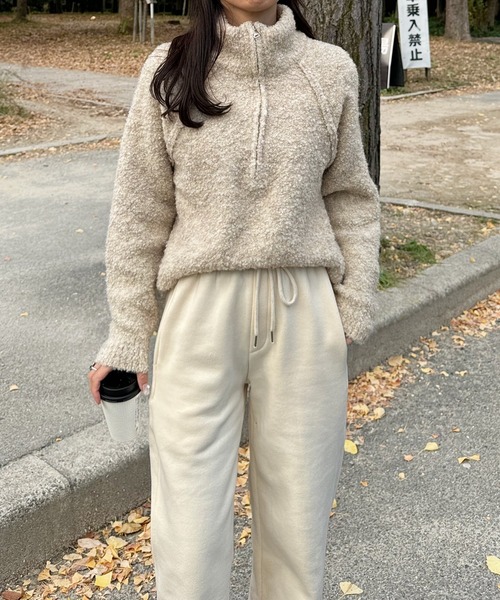 LE MORE(リモア)の「ブークレジッパーニット(ニット/セーター・レディース・ベージュ/グレー・FREE)」の9枚目の写真