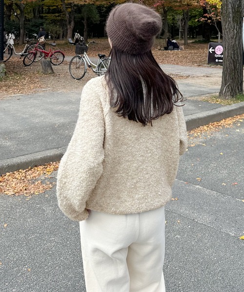 LE MORE(リモア)の「ブークレジッパーニット(ニット/セーター・レディース・ベージュ/グレー・FREE)」の11枚目の写真