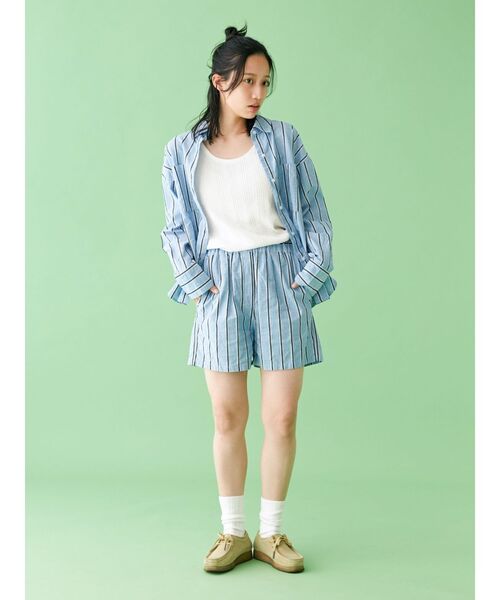 Ungrid（アングリッド）の「【WEB限定】ストライプラフハーフパンツ（その他パンツ・レディース・グリーン/ブルー・FREE）」の7枚目の写真