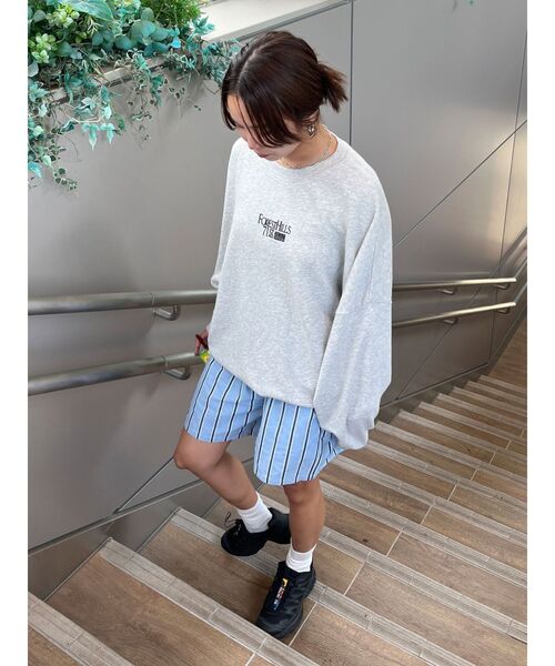 Ungrid（アングリッド）の「【WEB限定】ストライプラフハーフパンツ（その他パンツ・レディース・グリーン/ブルー・FREE）」の3枚目の写真