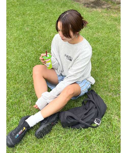 Ungrid（アングリッド）の「【WEB限定】ストライプラフハーフパンツ（その他パンツ・レディース・グリーン/ブルー・FREE）」の4枚目の写真