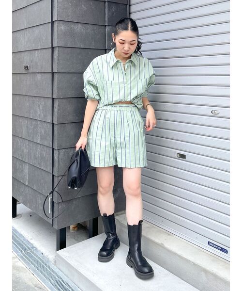 Ungrid（アングリッド）の「【WEB限定】ストライプラフハーフパンツ（その他パンツ・レディース・グリーン/ブルー・FREE）」の5枚目の写真