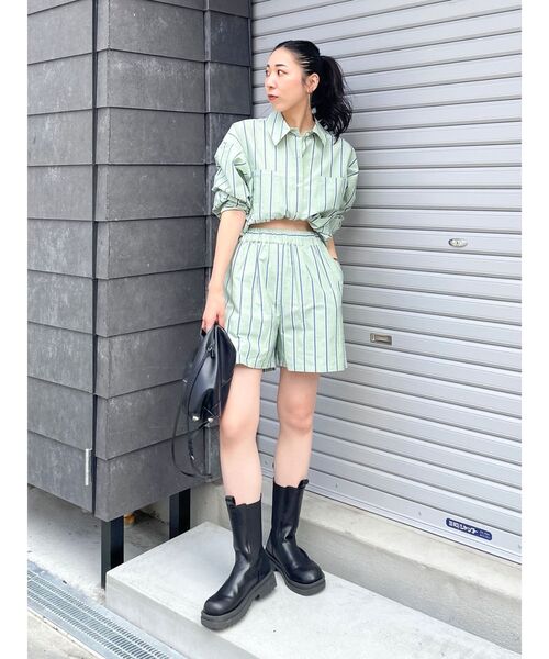 Ungrid（アングリッド）の「【WEB限定】ストライプラフハーフパンツ（その他パンツ・レディース・グリーン/ブルー・FREE）」の6枚目の写真