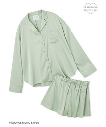 ジェラートピケ ルセラフィム シャツ&ショートパンツセットフリーサイズ 未使用 LE SSERAFIM】サテンシャツ＆ショートパンツセット(シャツ