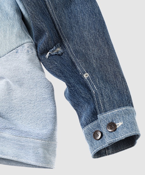 ANREALAGE（アンリアレイジ）の「PYRAMID DENIM G-JACKET（デニムジャケット・メンズ・ライトインディゴブルー・ONE SIZE）」の6枚目の写真