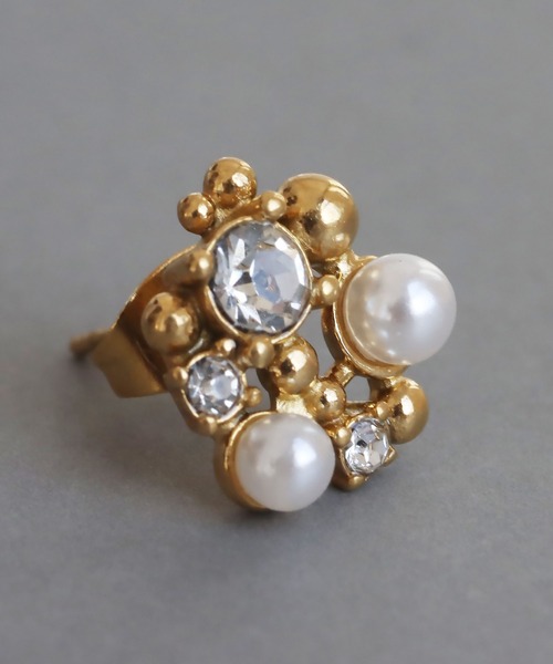 abaskdesign（アバスクデザイン）の「金属アレルギー対応  パールビジューピアス（ピアス（両耳用）・レディース・ゴールド・FREE）」の9枚目の写真
