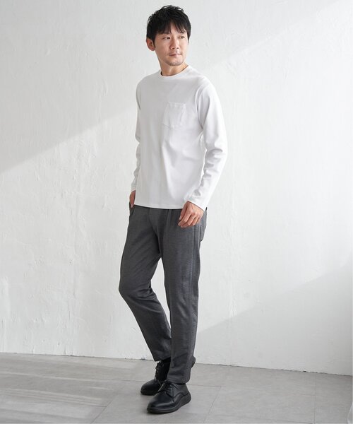 IKKA LOUNGE(イッカラウンジ)の「ポンチクルーネックジャケットロンT(Tシャツ/カットソー・メンズ・ホワイト/ライトグレー・M/L/XL/S)」の4枚目の写真